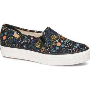 Keds x Rifle Paper Co. Women's  Triple Decker Wildwood Black Canvas Sneaker -8.5